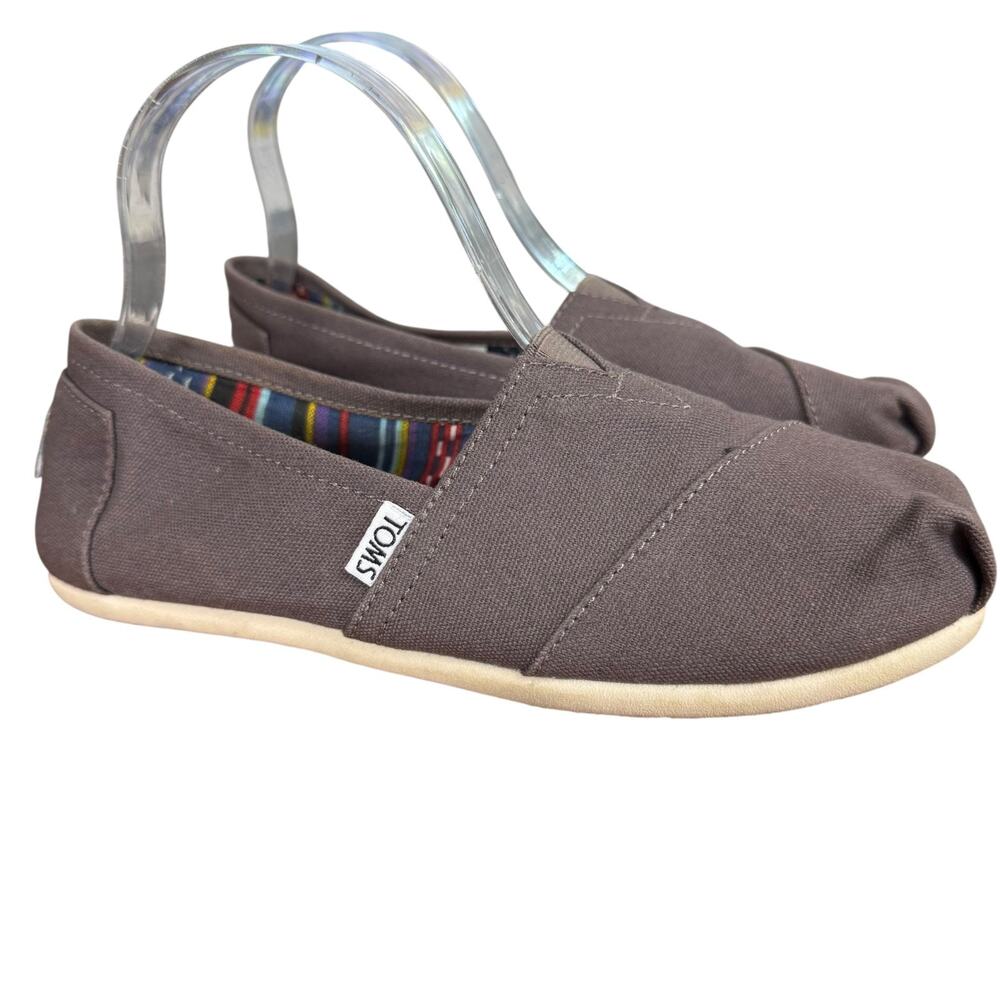 Toms Alpargata Womens Taupe Gray Slip On Canvas Loafers Flats Casual Shoes 7.5